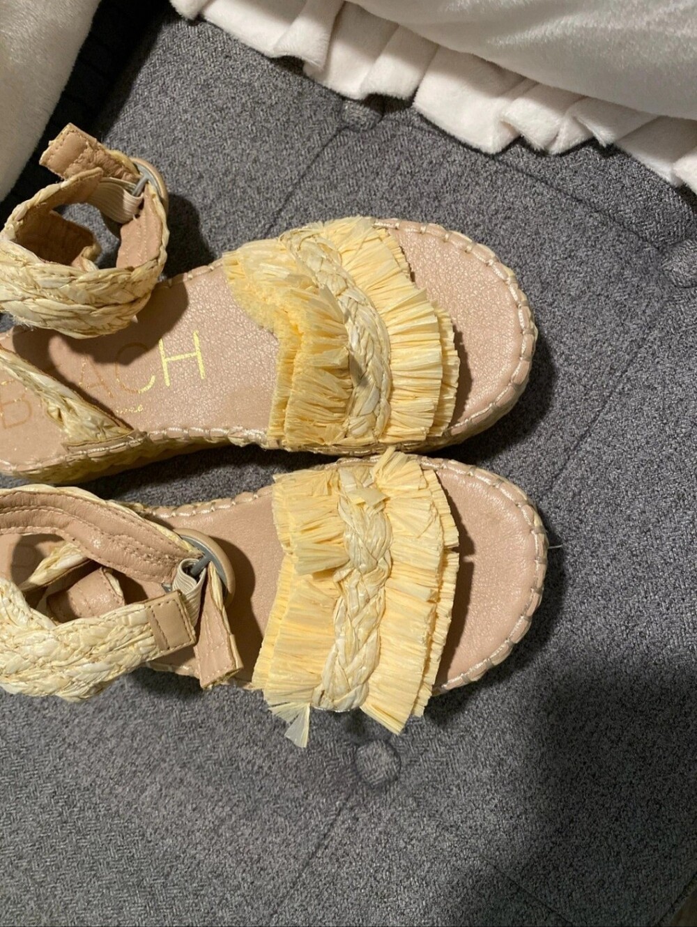 Fringed Raffia Espadrille Sandals - Cream